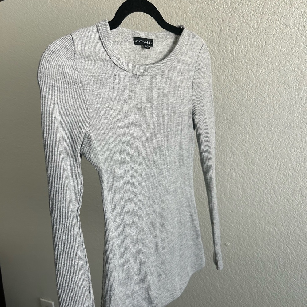 JLuxLabel Grey Brittney Ribbed Long Sleeve Top - Small